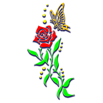 Sining ng Rosas at Paruparo Wallpaper