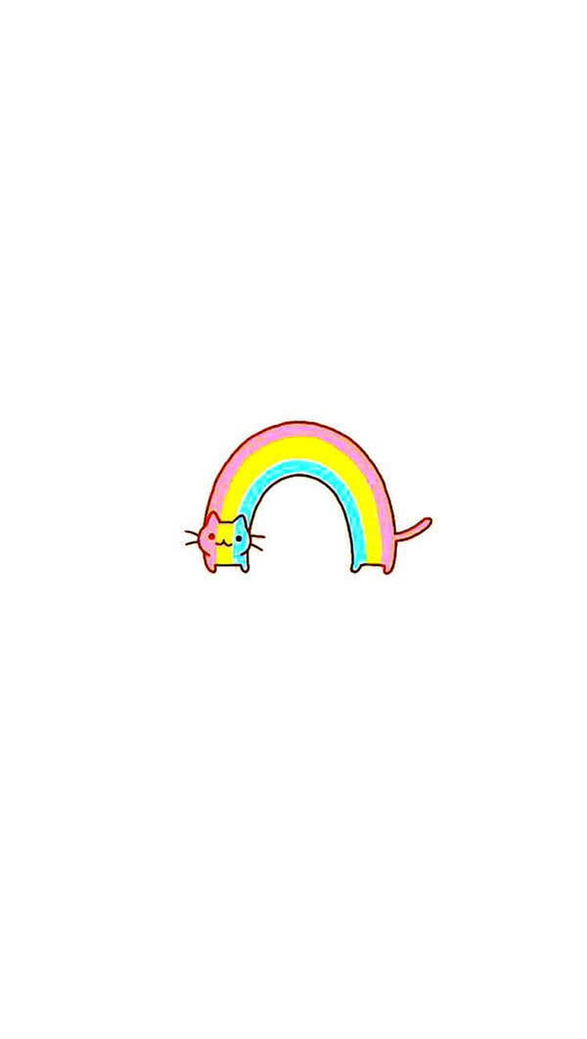 Sining ng Vector ng Cute na Pastel Rainbow na Pusa Wallpaper