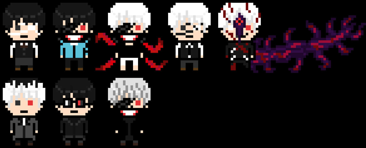 Sining Pixel ng Pagbabago ni Kaneki Ken Wallpaper