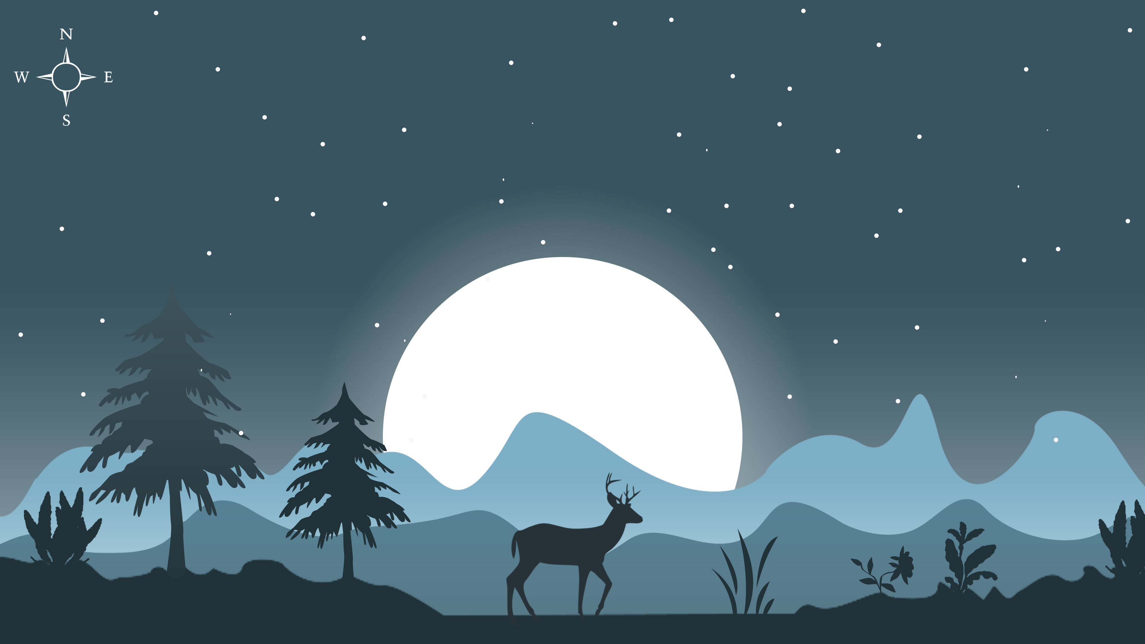 Sining Vector ng Gabing Kalangitan ng Buwan Wallpaper