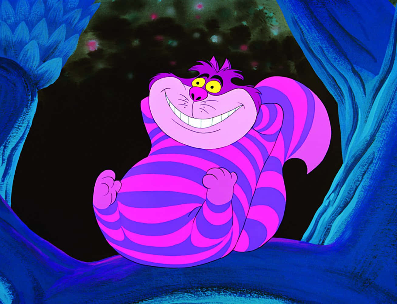 Sino ang handa para sa pakikipagsapalaran kasama ang Cheshire Cat mula sa Alice in Wonderland? Wallpaper