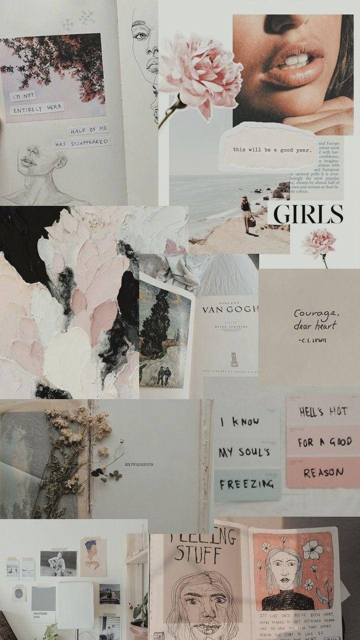Sipi ng Babae Aesthetic Collage Wallpaper