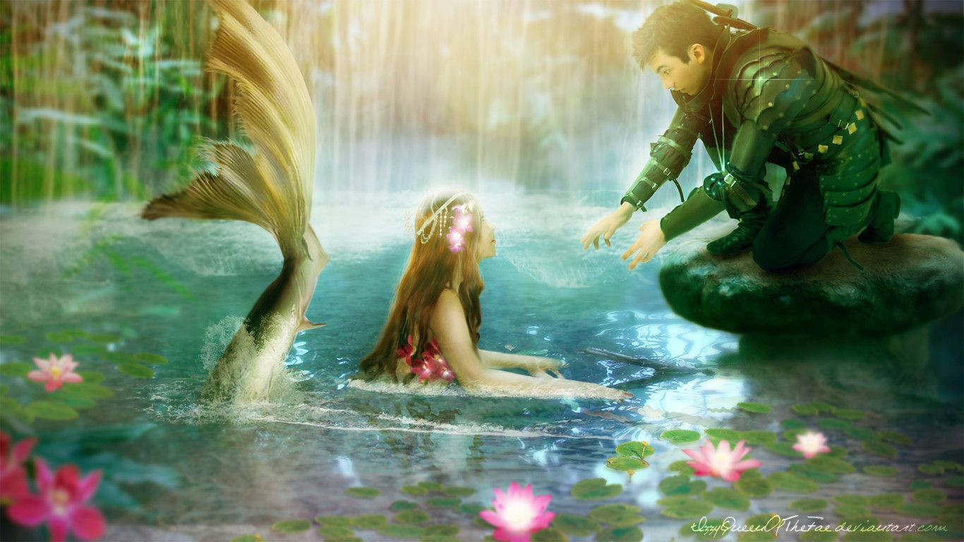 Sirena at Kabalyero na Matapang na Nagtutulungan at Naglalakbay sa Buhay Wallpaper