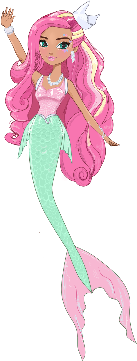 Sirena na may Pink na Buhok na Animated Wallpaper