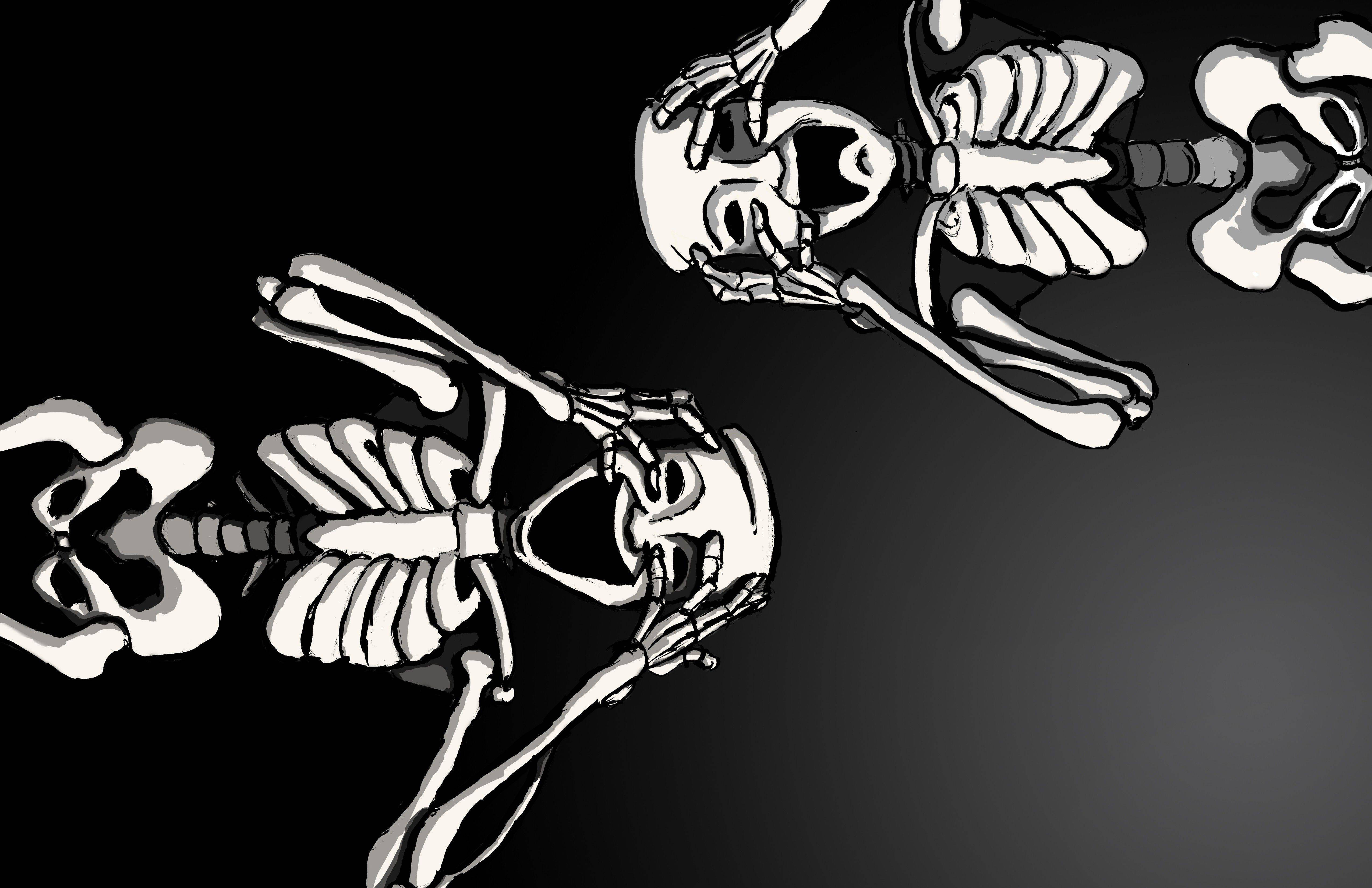 Skeleton na may Maskara sa Teatro Desktop Wallpaper
