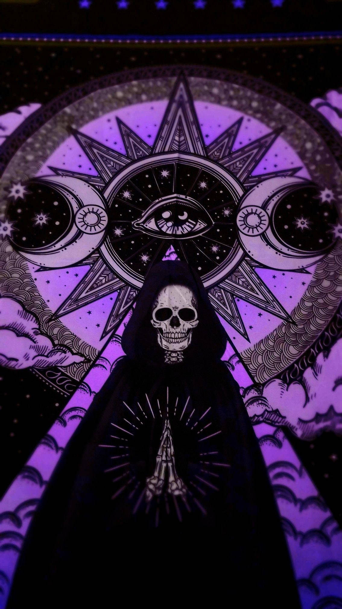 Skeleton Tarot Card na May Goth Aesthetic Wallpaper