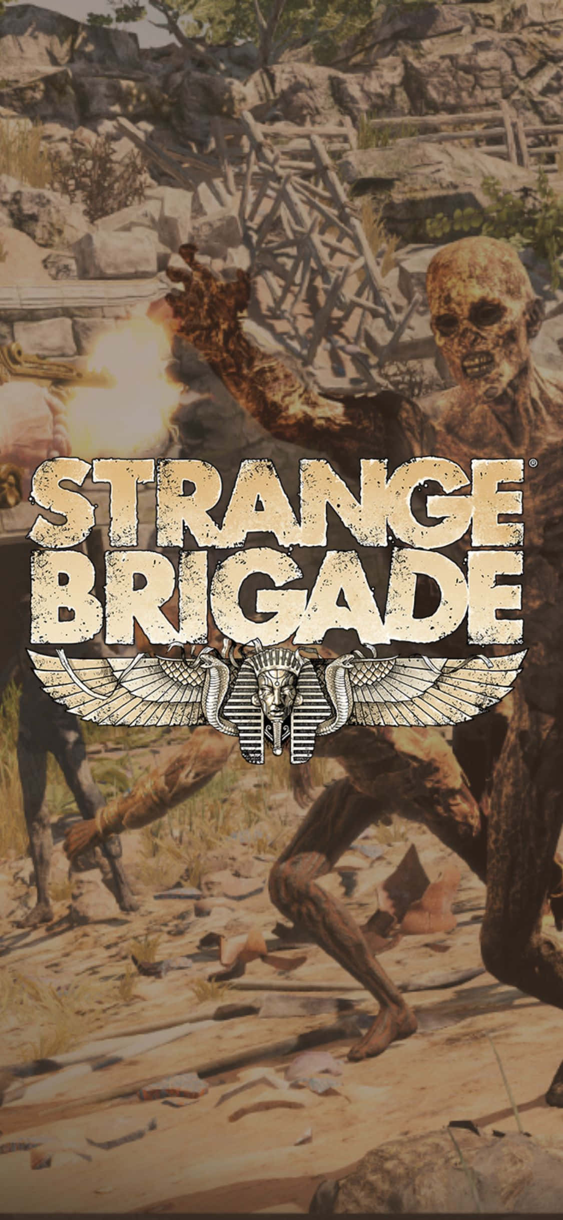 Mga Skeleton Zombie na Tumatakbo iPhone X Strange Brigade Background Wallpaper