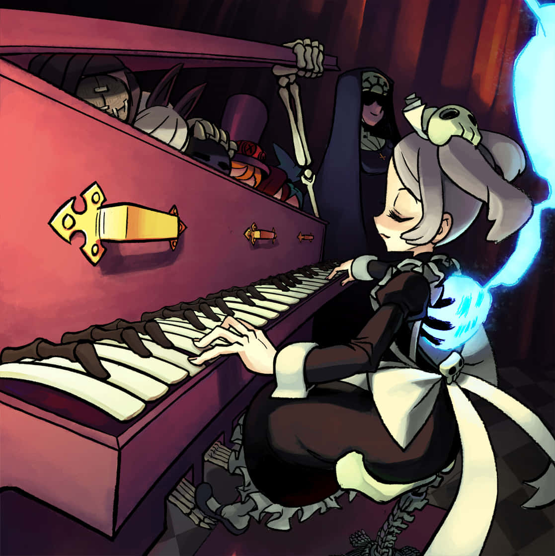 Skullgirls Dugo ni Marie na Tumutugtog ng Piano Wallpaper