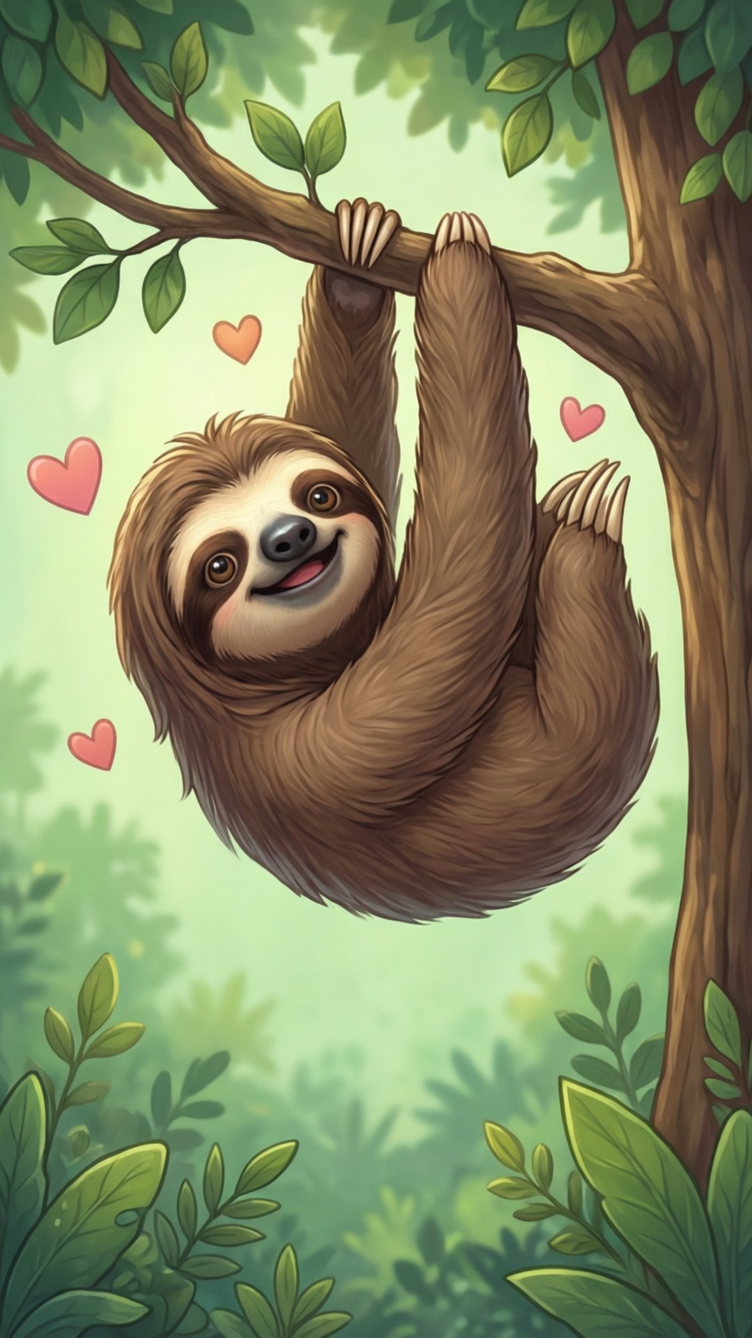 Sloth na Kawaii na Nakabitin Wallpaper