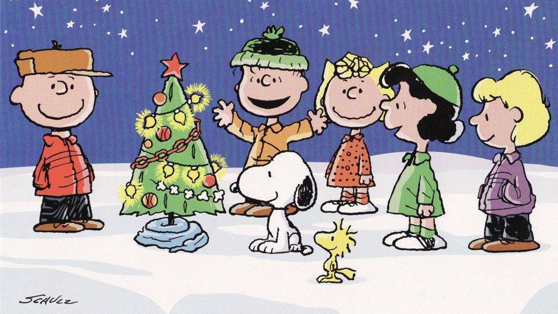 Snoopy Christmas na Puno ng Palamuti Wallpaper