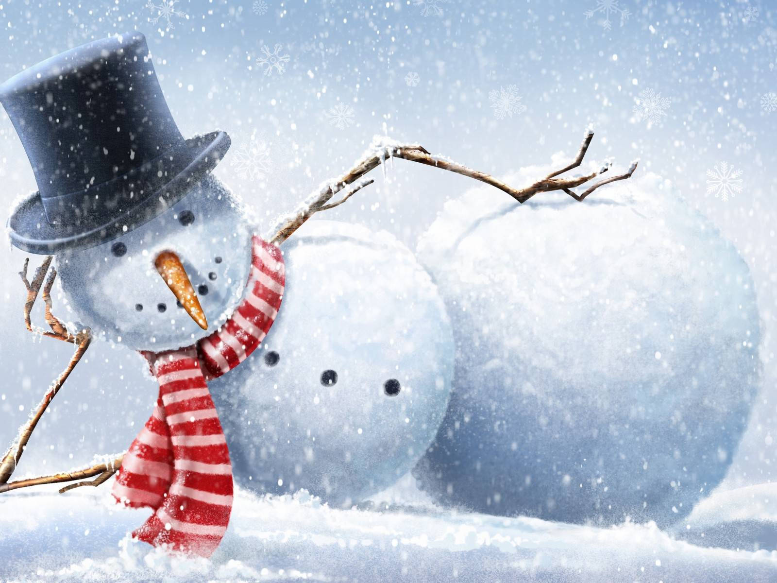 Snowman Nakahiga Nakakatawang Pasko Wallpaper