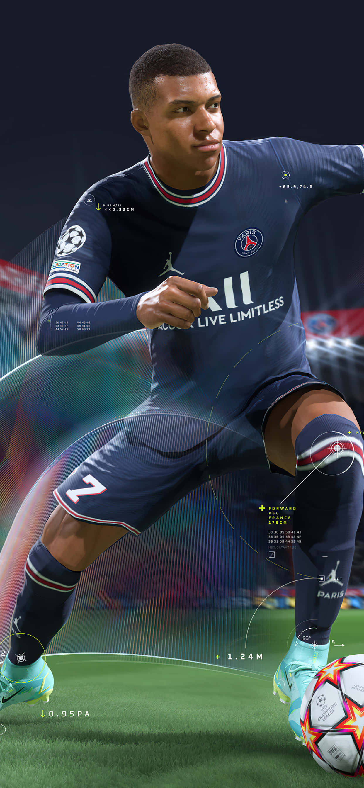 Soccer Phenom Kylian Mbappe Sa Aksyon Wallpaper