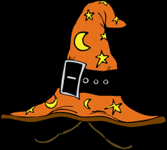 Sombrero ng Bruhang may mga Bituin at Buwan Wallpaper