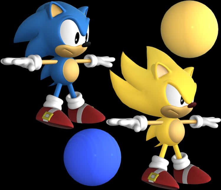 Sonic at Super Sonic Poses Wallpaper