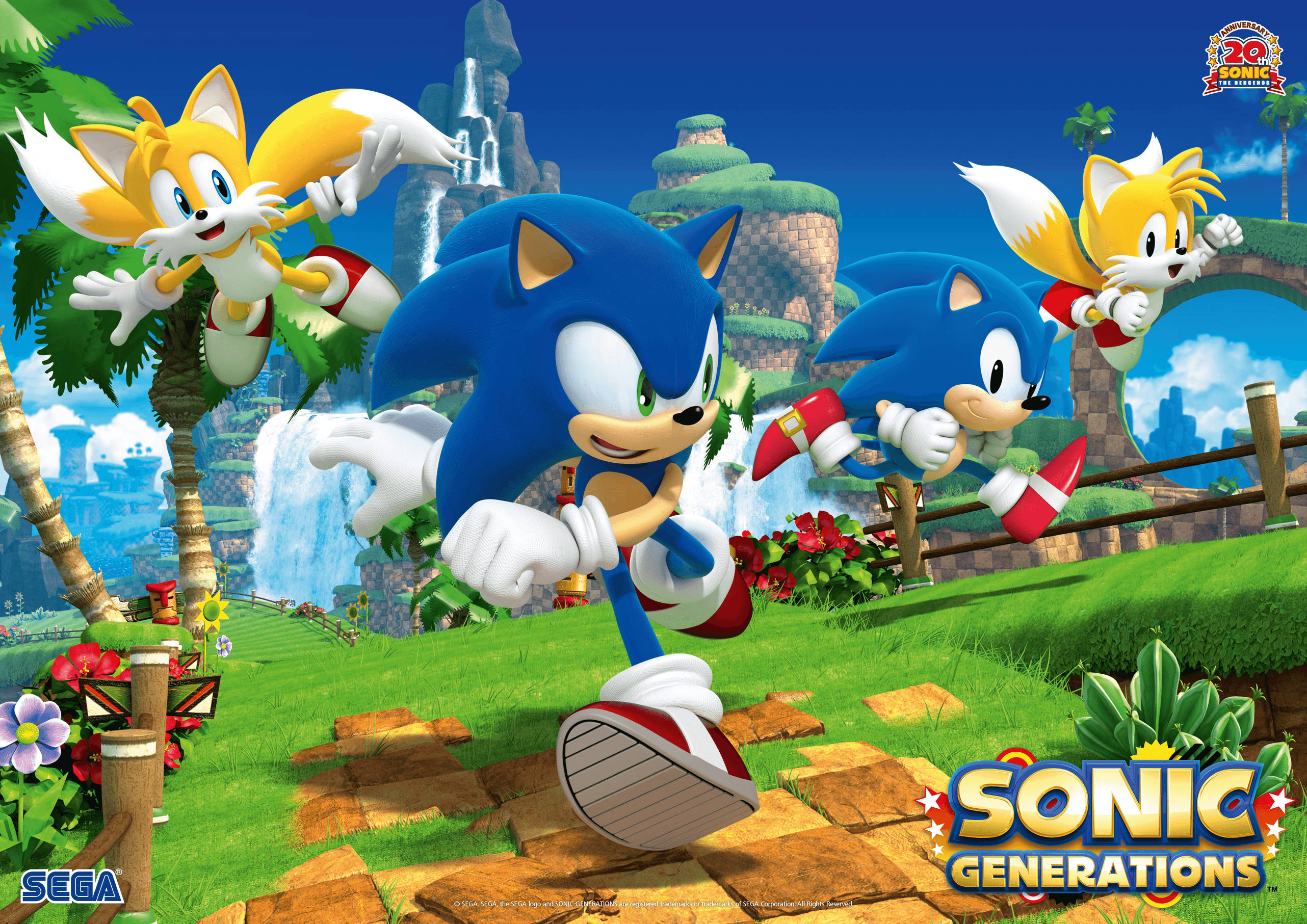 Sonic at Tails ay nagtutulungan para sa pakikipagsapalaran sa Sonic Generations Wallpaper