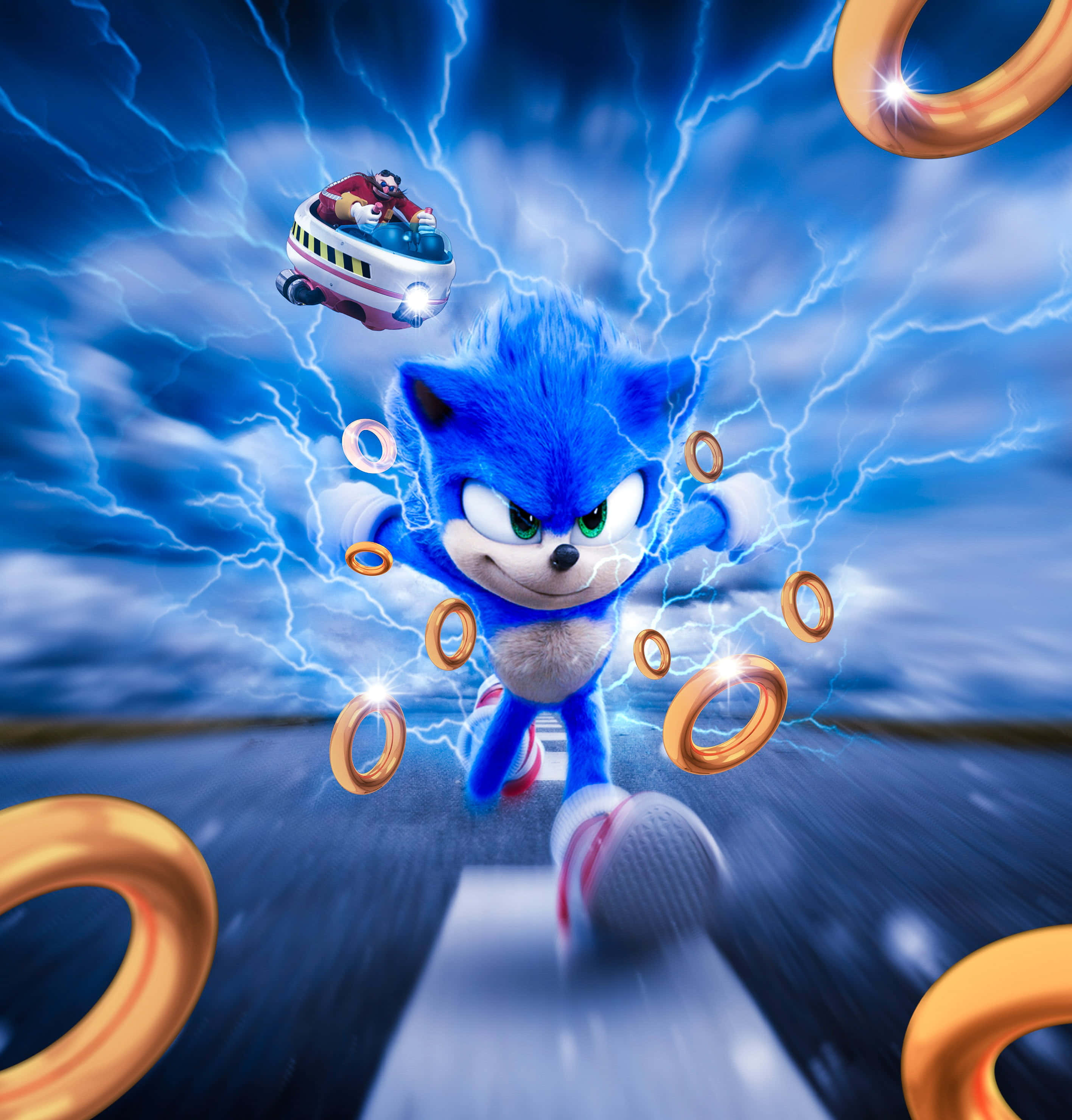 Sonic the Hedgehog na Tumatakbo sa Green Hill Zone Wallpaper