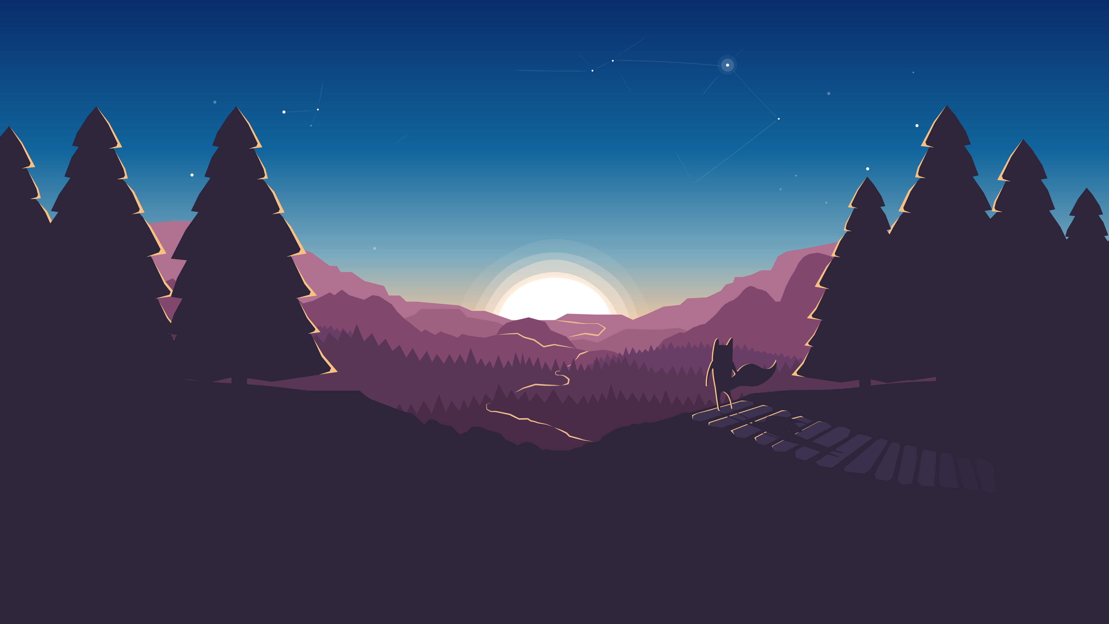 Soro na Vector Art ng Paglubog ng Araw Wallpaper