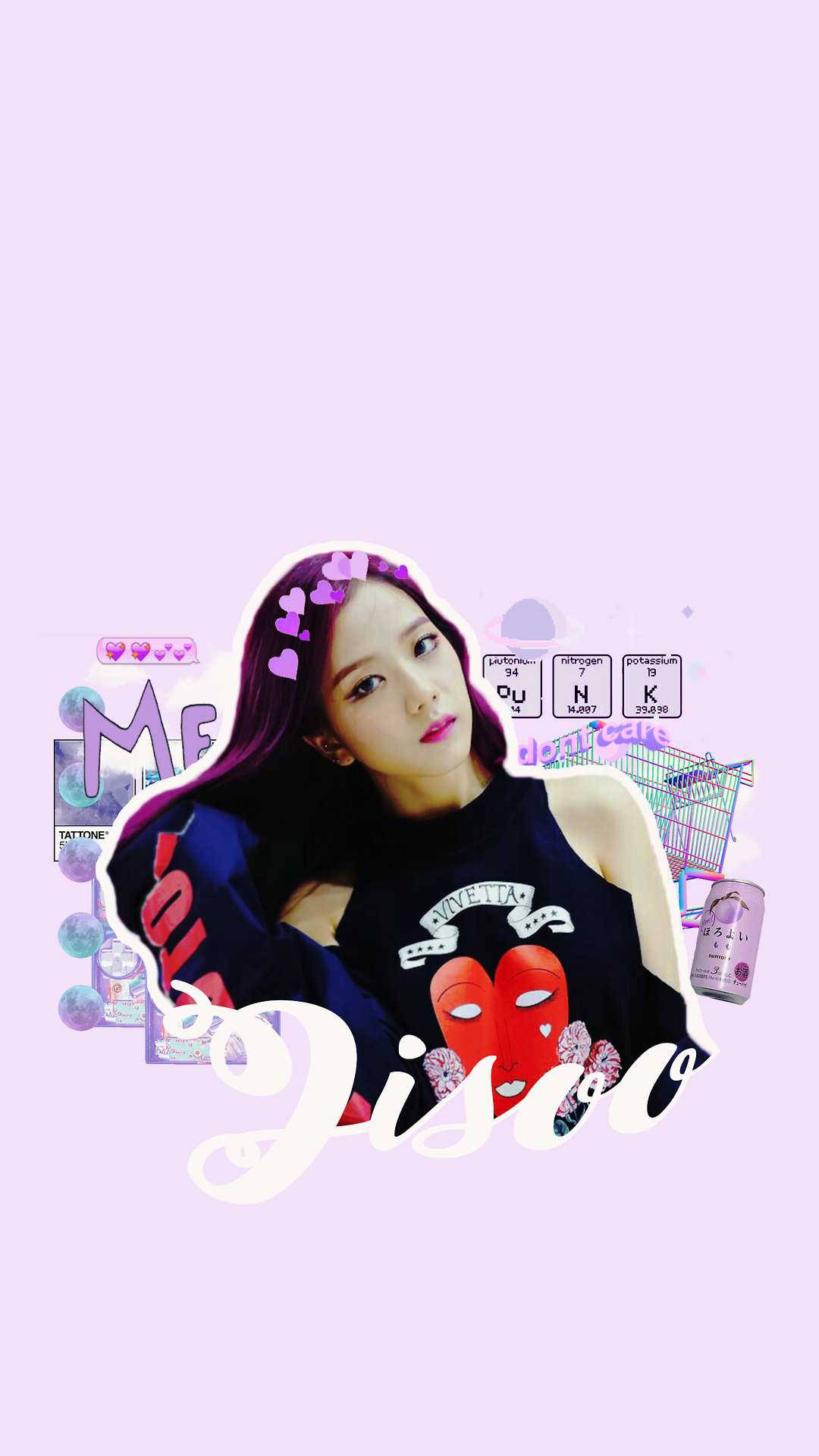 South Korean girl group, miyembrong si Jisoo ng Blackpink, ipinapakita ang kanyang purple scrapbook art. Wallpaper