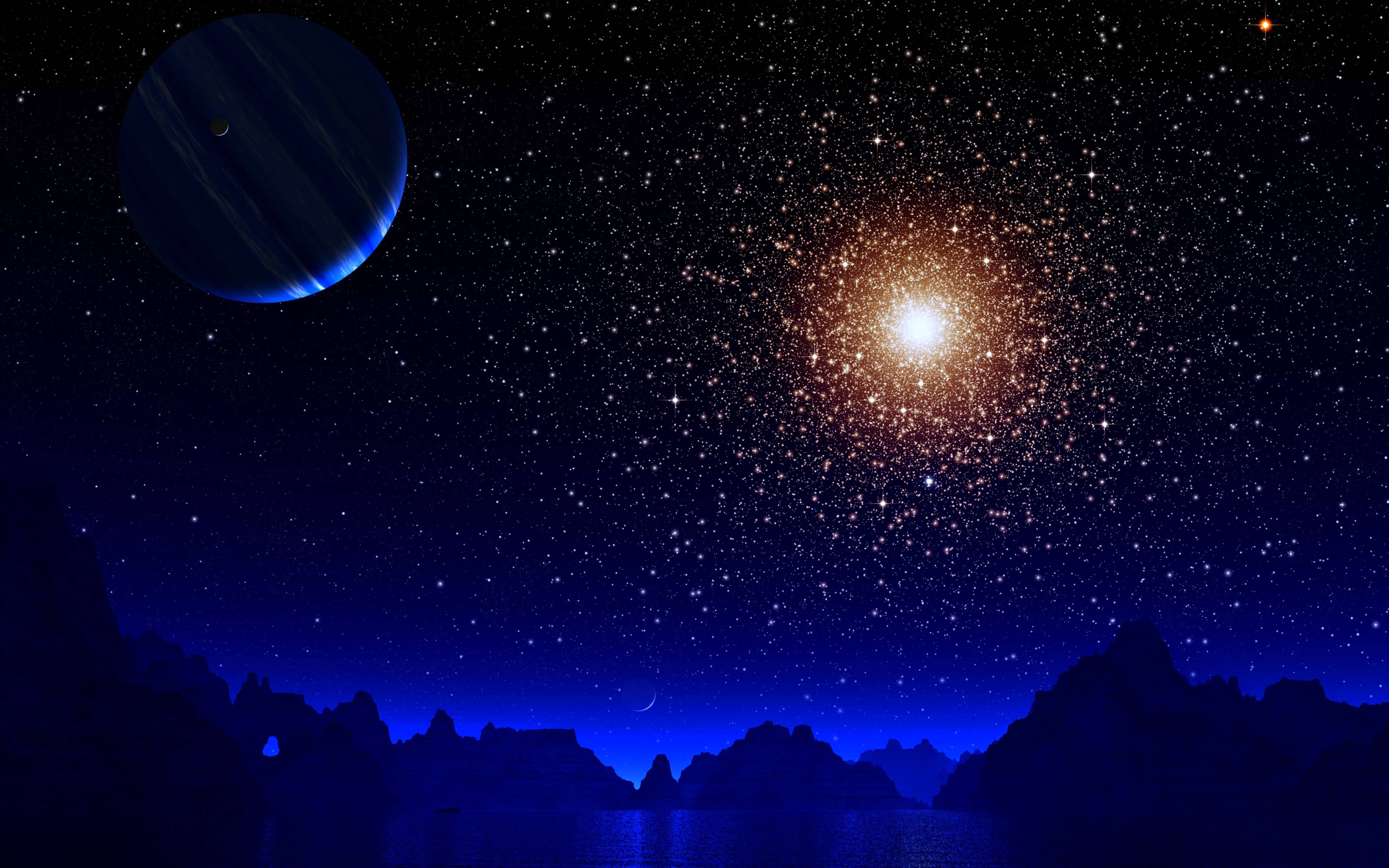 Space Aesthetic na Buwan sa Madilim na Kalangitan Wallpaper