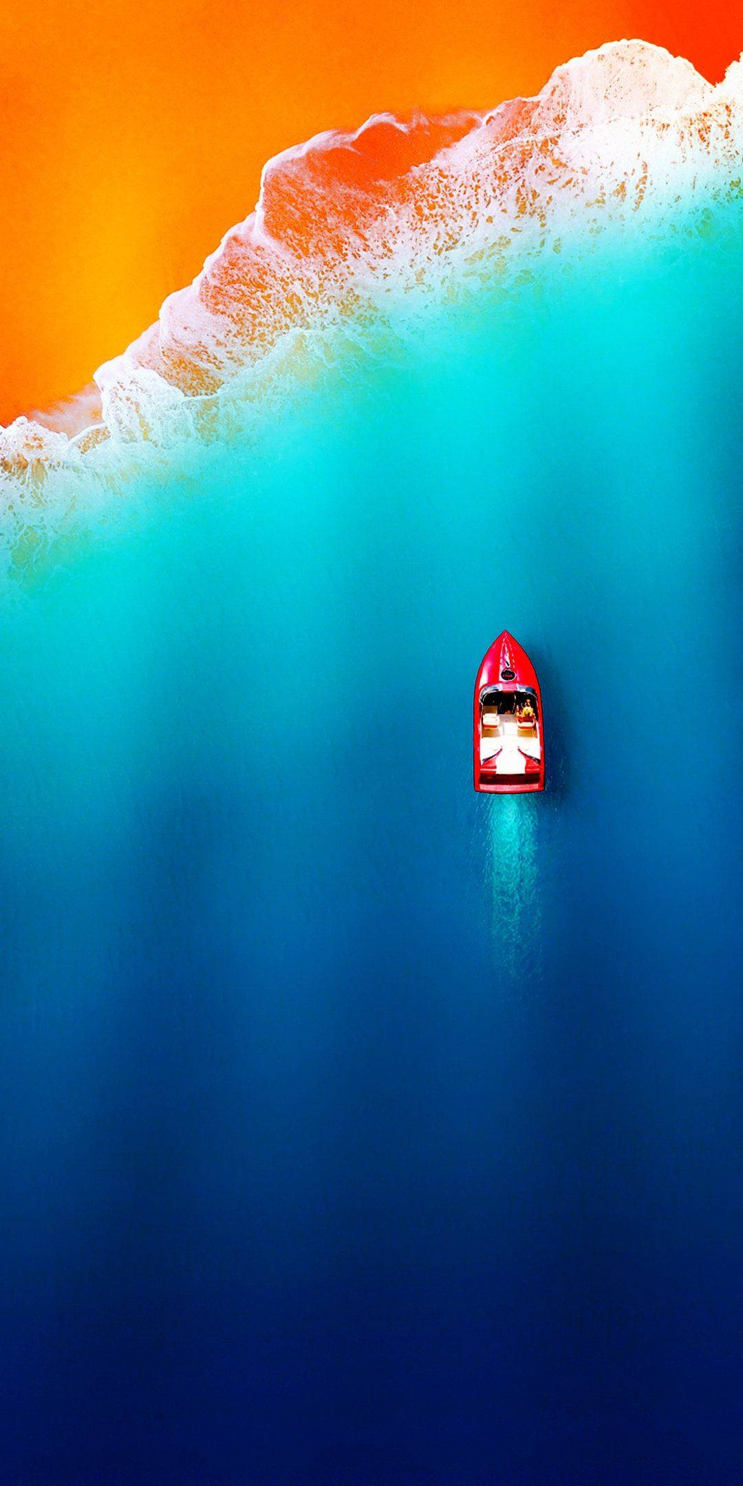 Speedboat Shoreline iPhone 12 Wallpaper