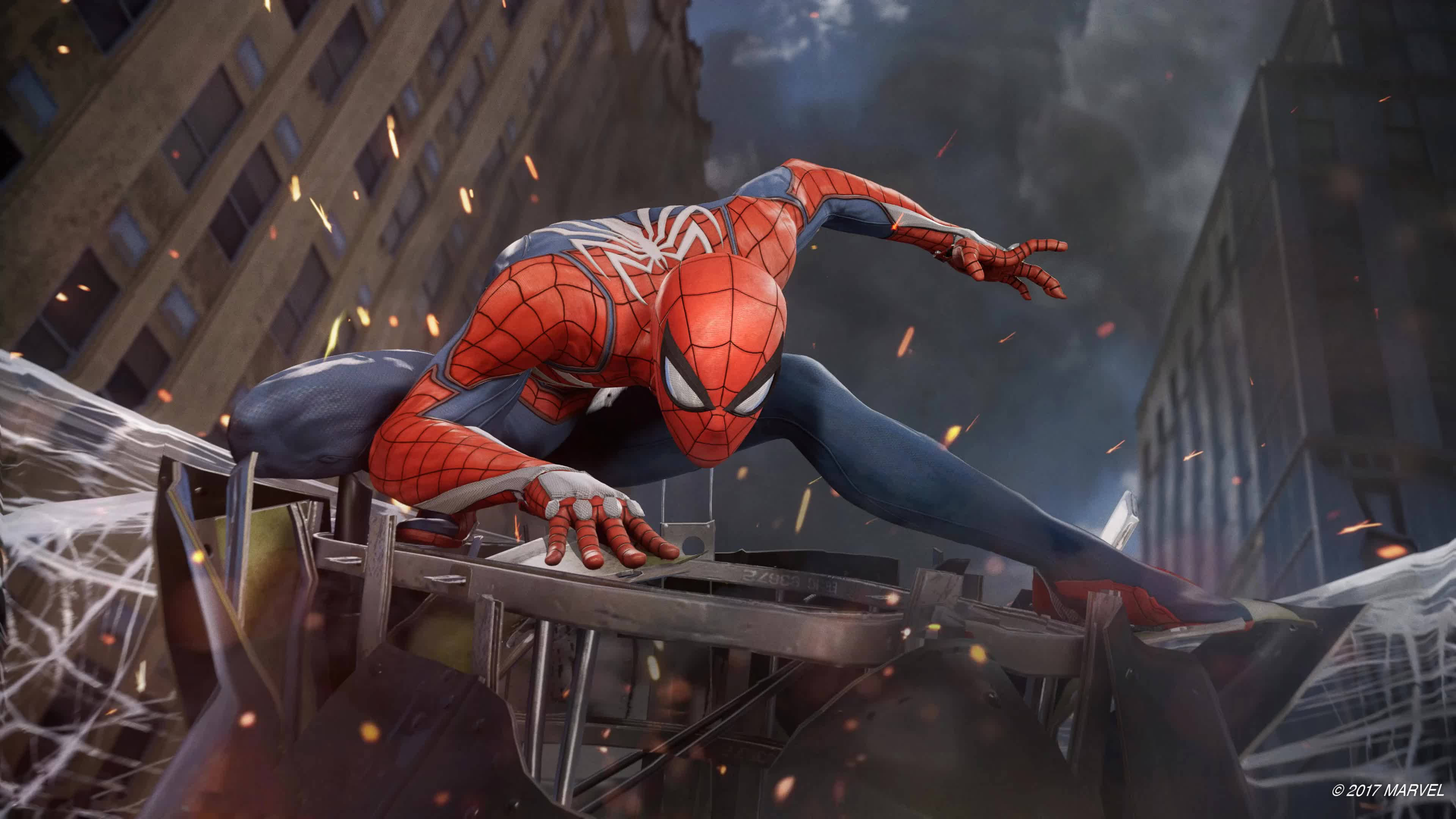 Spiderman na Masigasig na Lumalaban sa mga Kaaway sa Larangan ng Digmaan Wallpaper