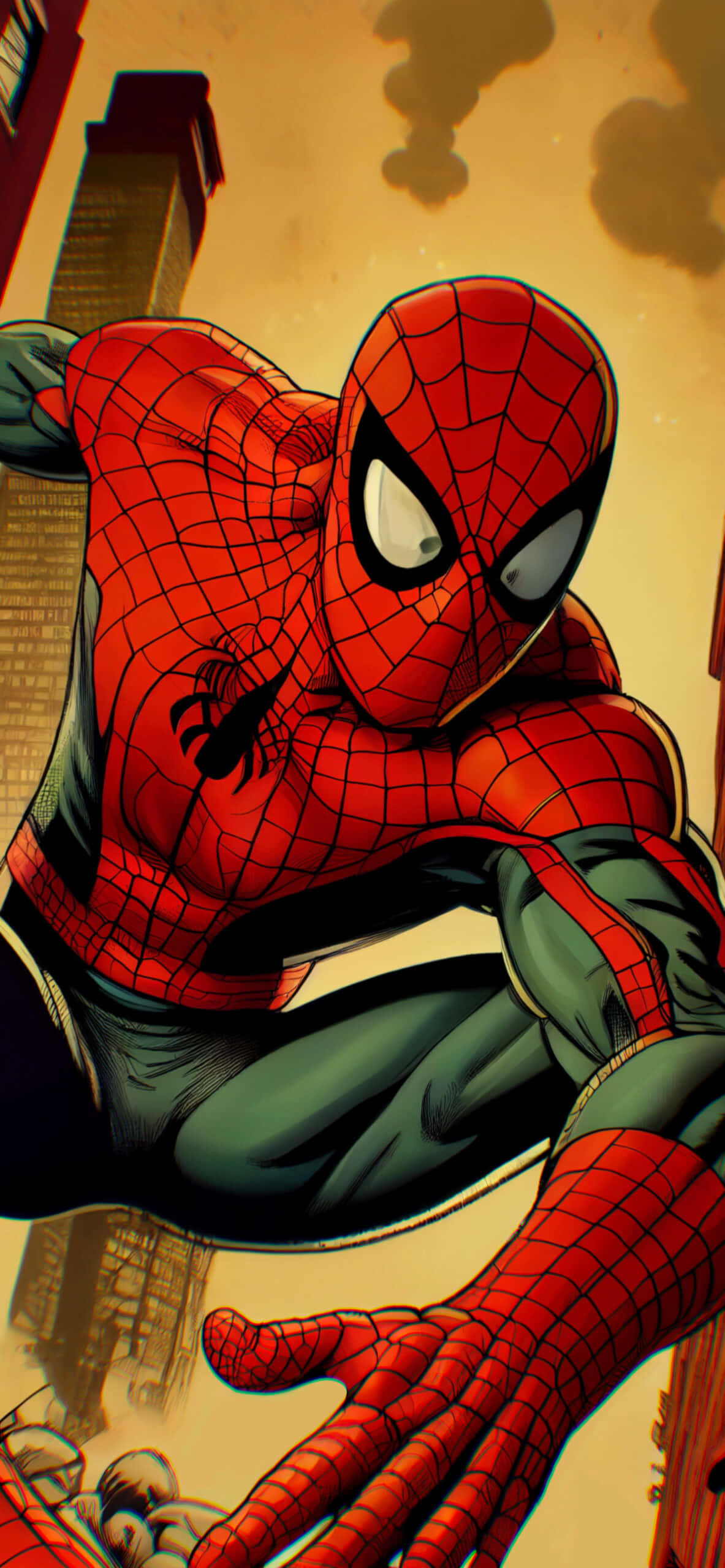 Spiderman na Matapang na Gumagapang sa City Wallpaper
