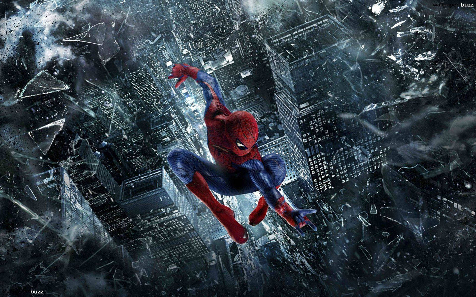 Spiderman na sumisira sa isang bintana Wallpaper