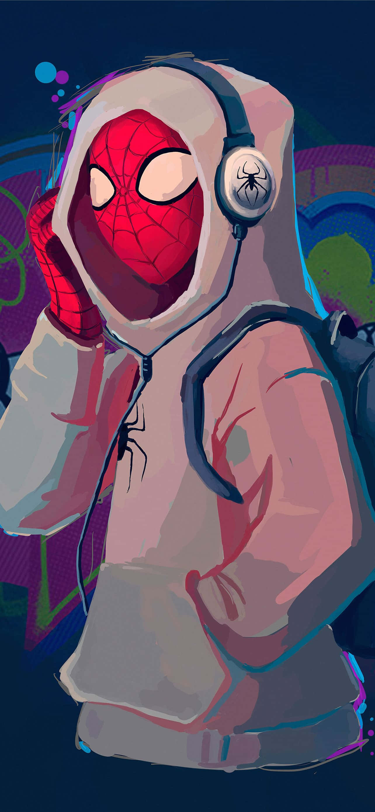 Spiderman PFP Nakikinig ng Musika Wallpaper
