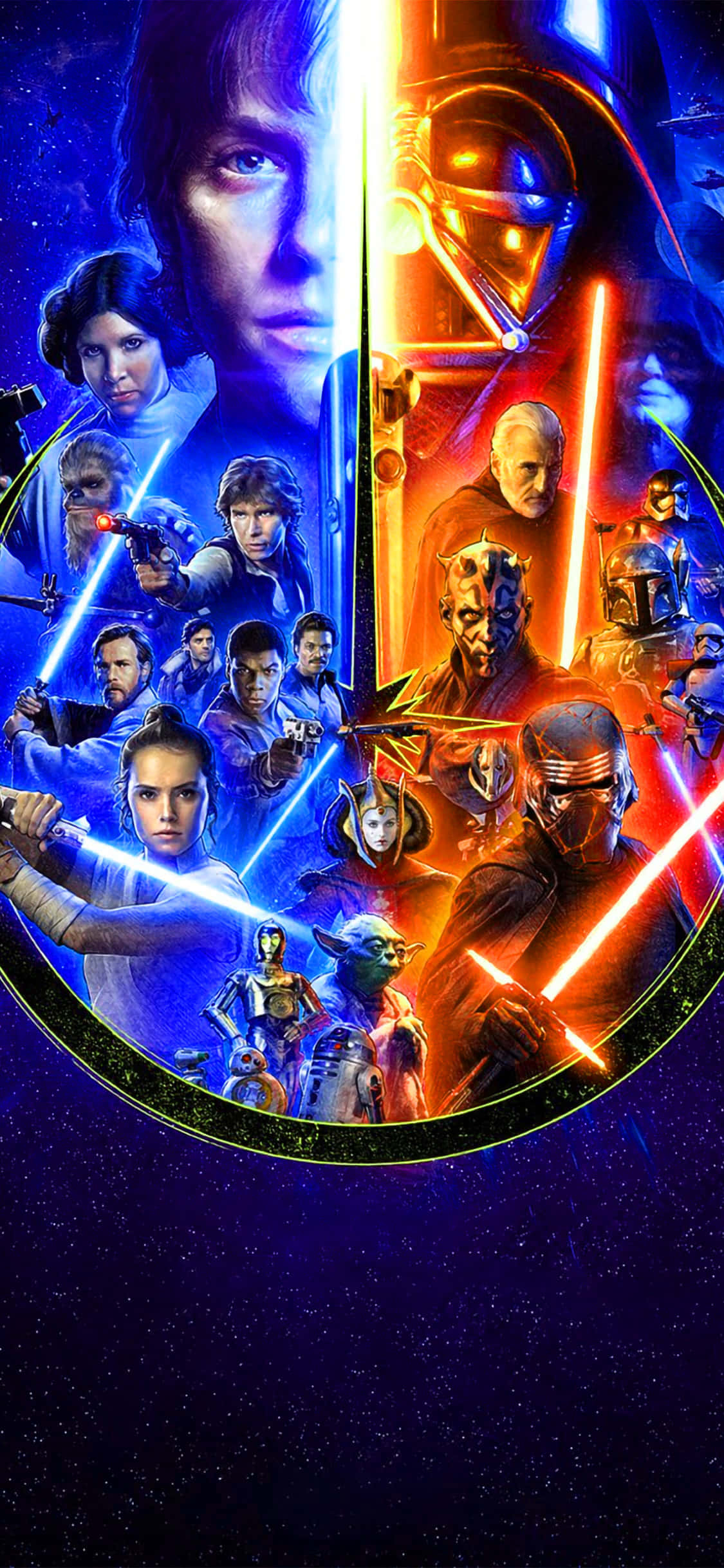 Star Wars Light And Dark Force Background Wallpaper