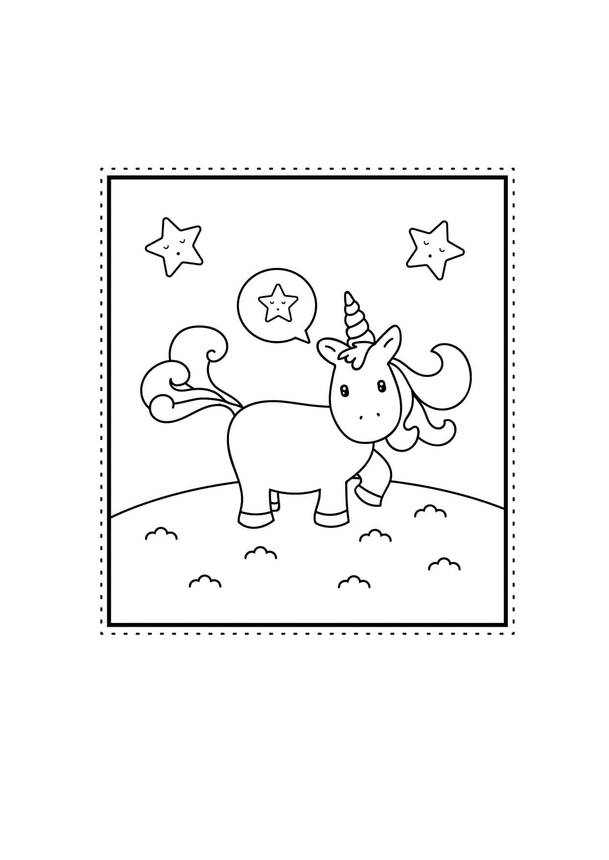 Stars Unicorn Coloring Page Picture Wallpaper