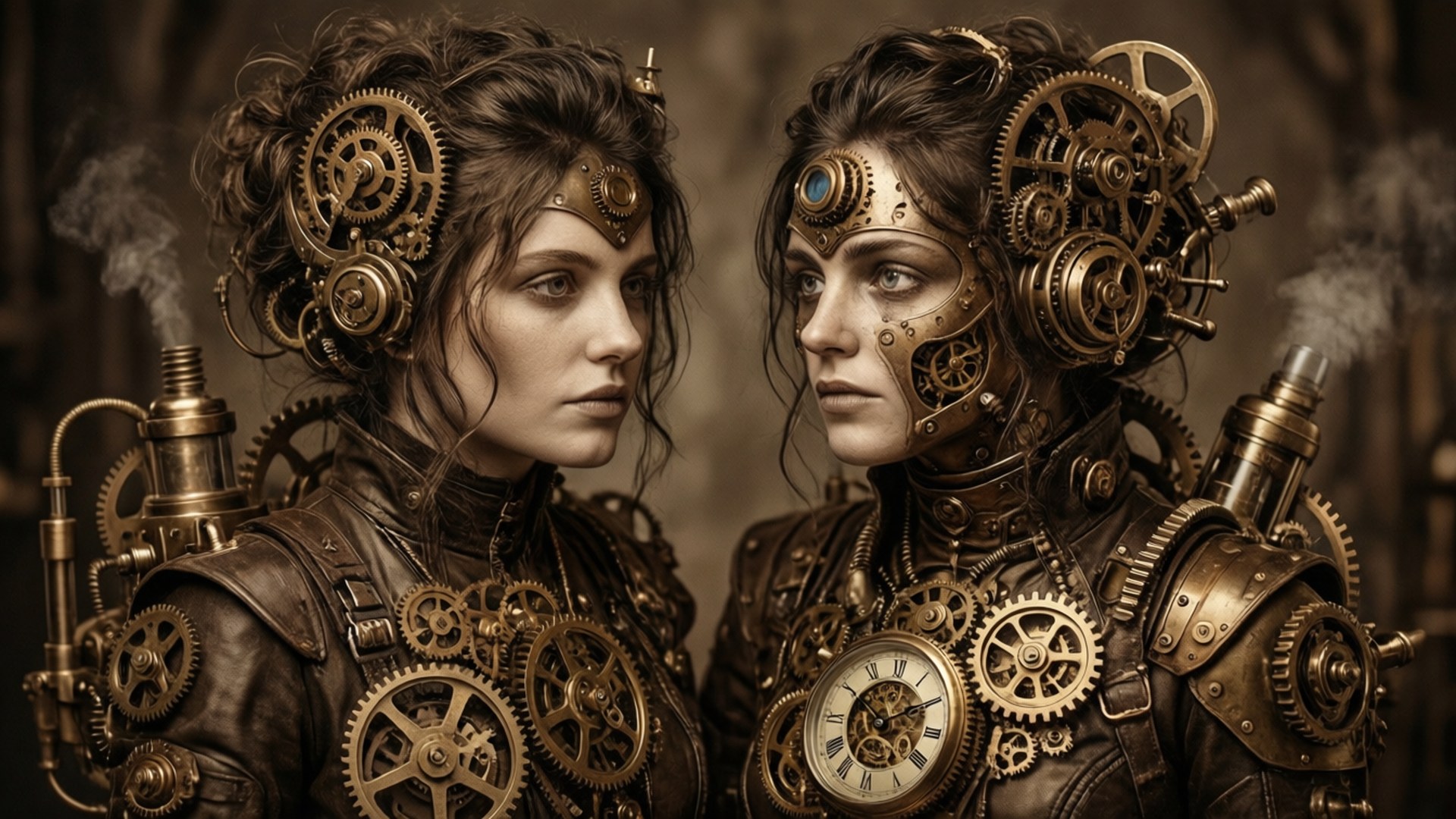 Steampunk Gemini Twins Wallpaper