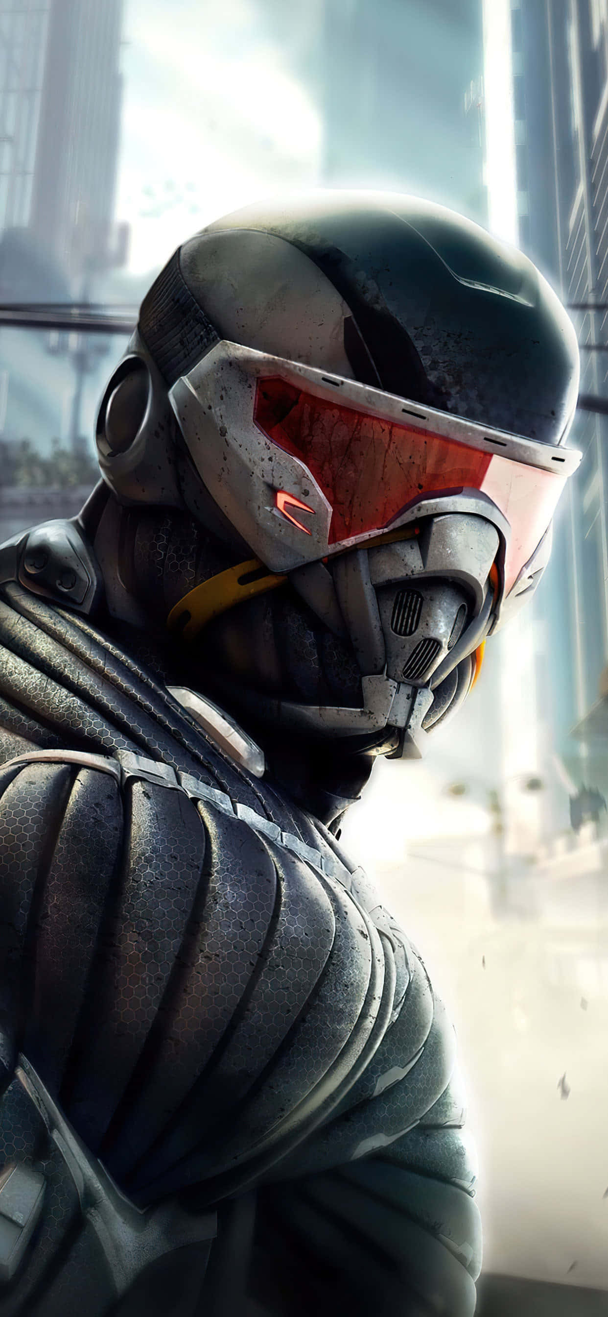 Tumungtong sa hinaharap kasama ang Apple iPhone Xs Max at ang larong Crysis Warhead Wallpaper