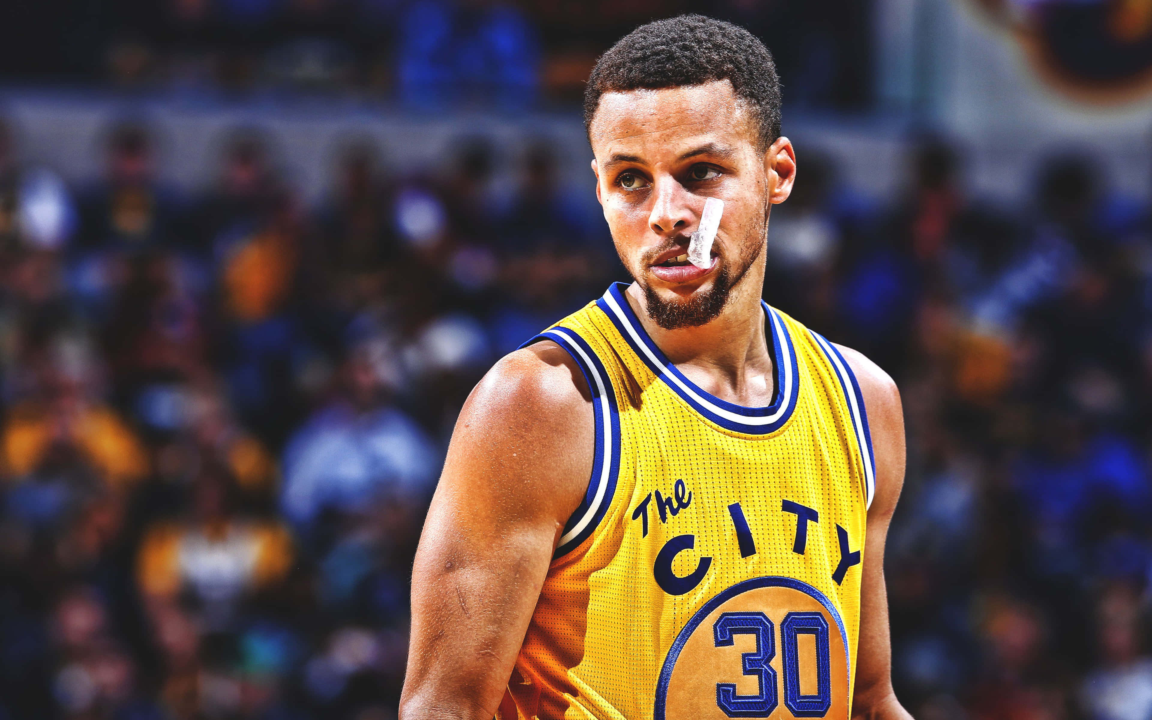Stephen Curry 4K na may Mouthguard Wallpaper