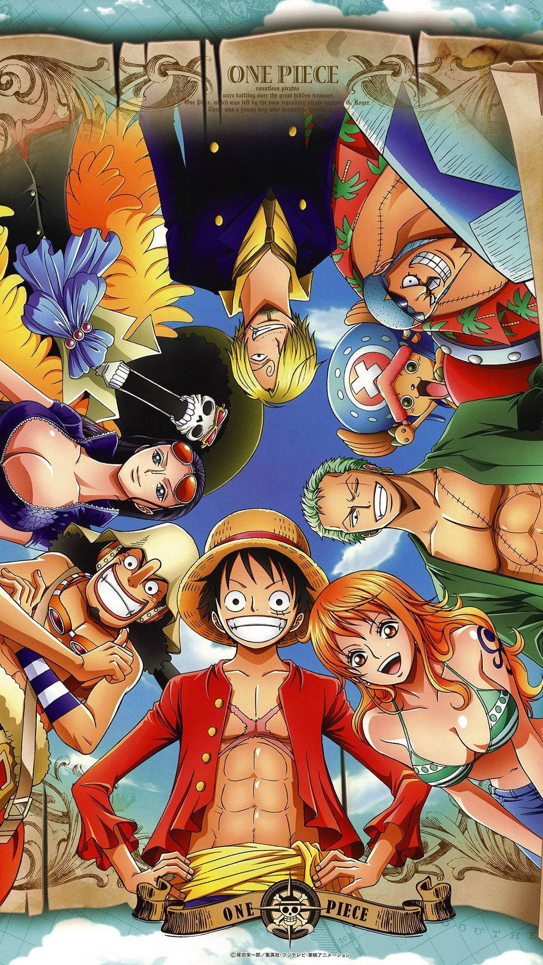 Straw Hat Pirates at Ngiti ni Luffy Wallpaper