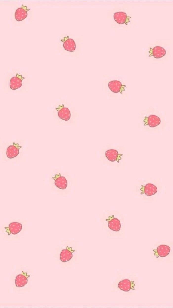 Strawberry Aesthetic na Lock Screen para sa iPhone Wallpaper
