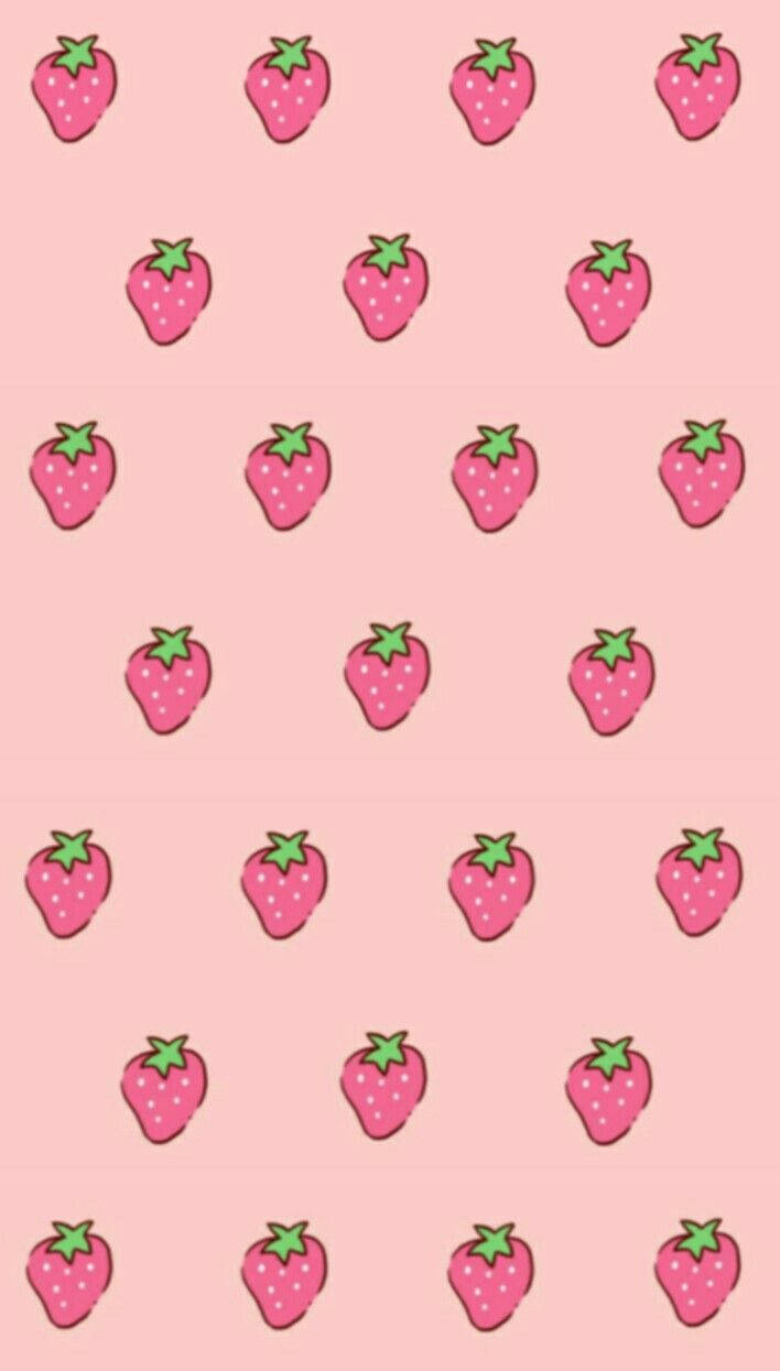 Strawberry Aesthetic na Screen ng iPhone Wallpaper