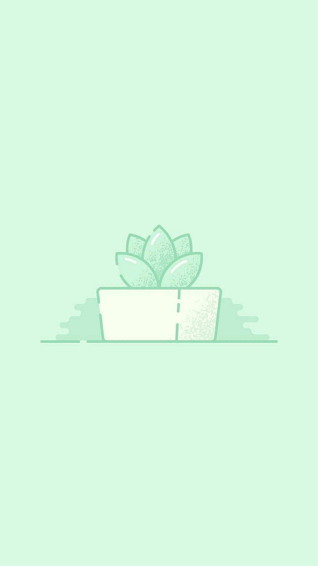 Succulent sa Pastel na Berde Wallpaper