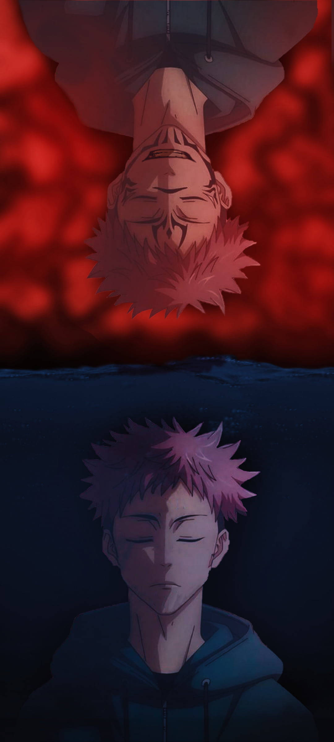 Sukuna At Yuji Jujutsu Kaisen iPhone Wallpaper