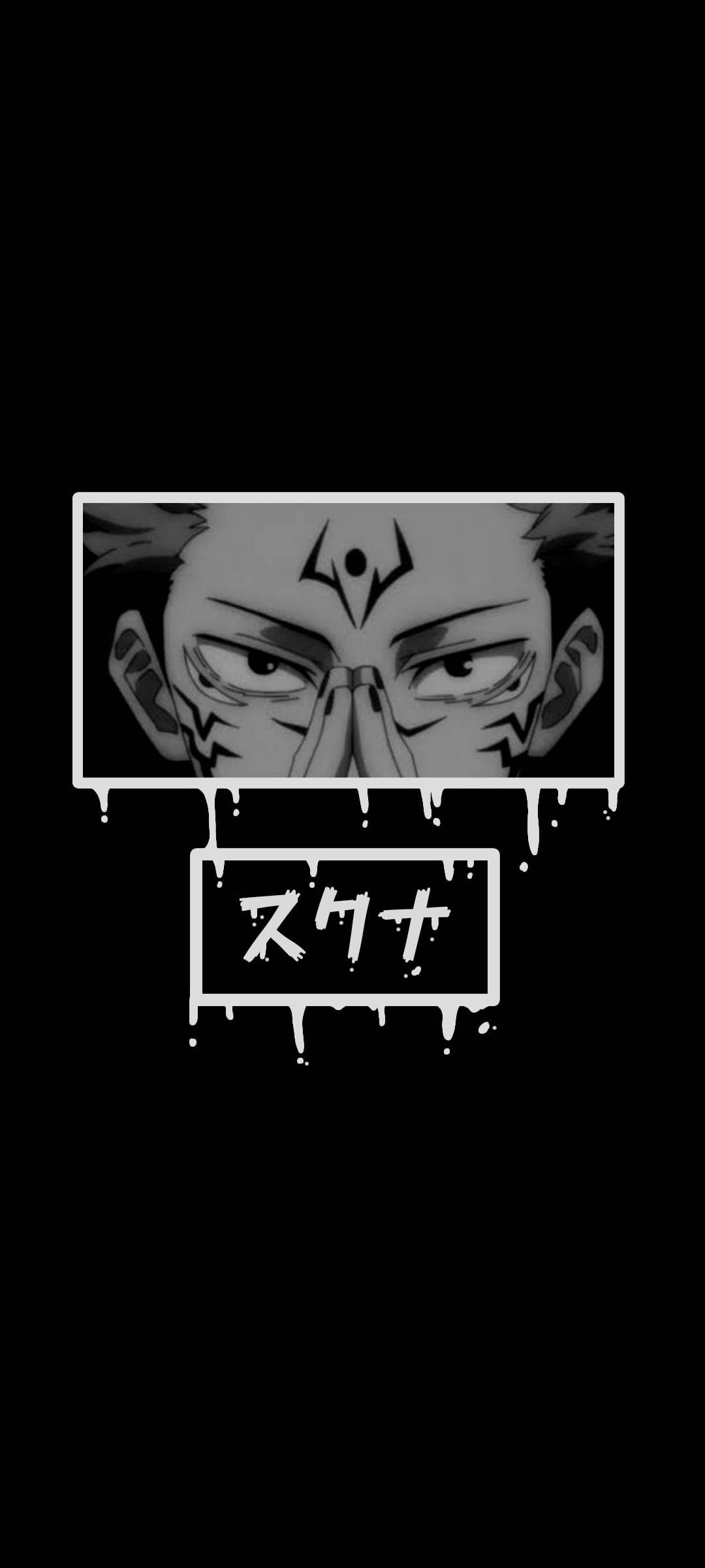 Sukuna Jujutsu Kaisen Anime Itim at Puti iPhone Wallpaper