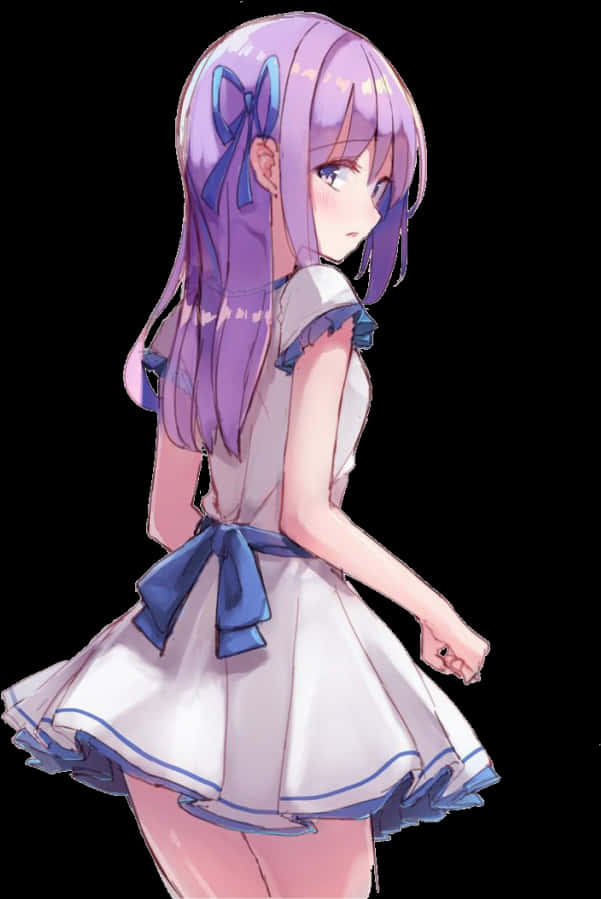 Sulyap ng Babaeng Anime na May Lilang Buhok Wallpaper