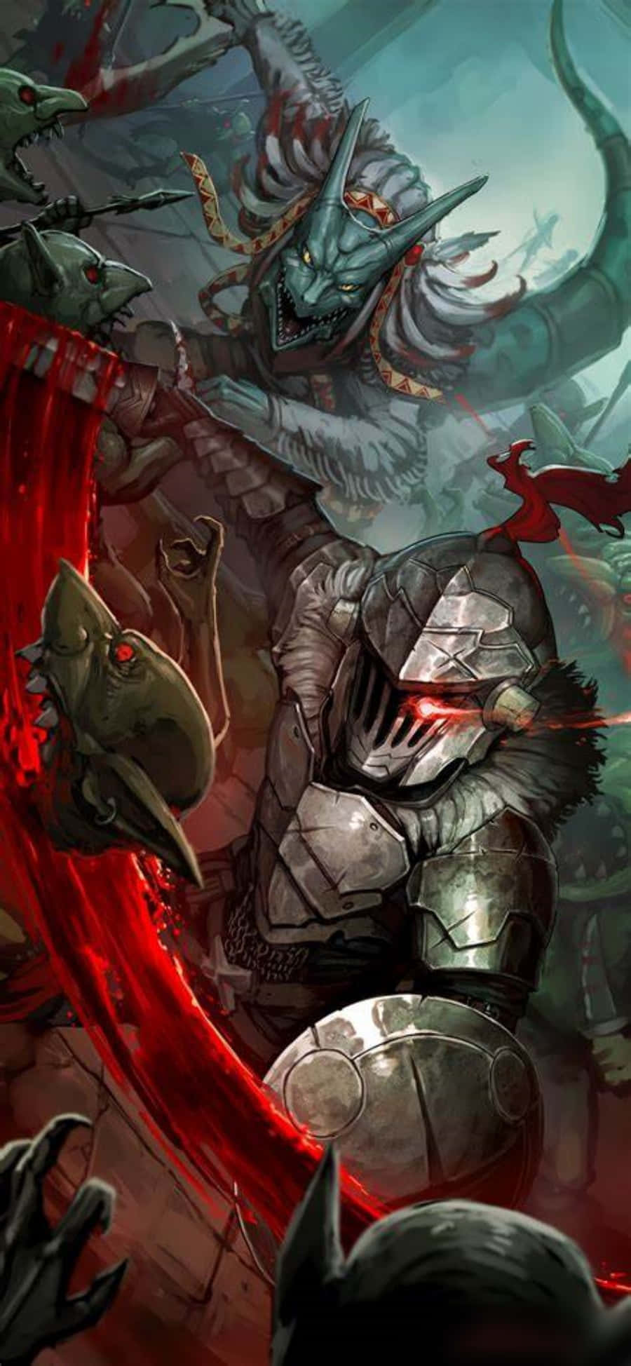 Sumali kay Priestess at Goblin Slayer sa laban para protektahan si Elroe mula sa mga goblin Wallpaper