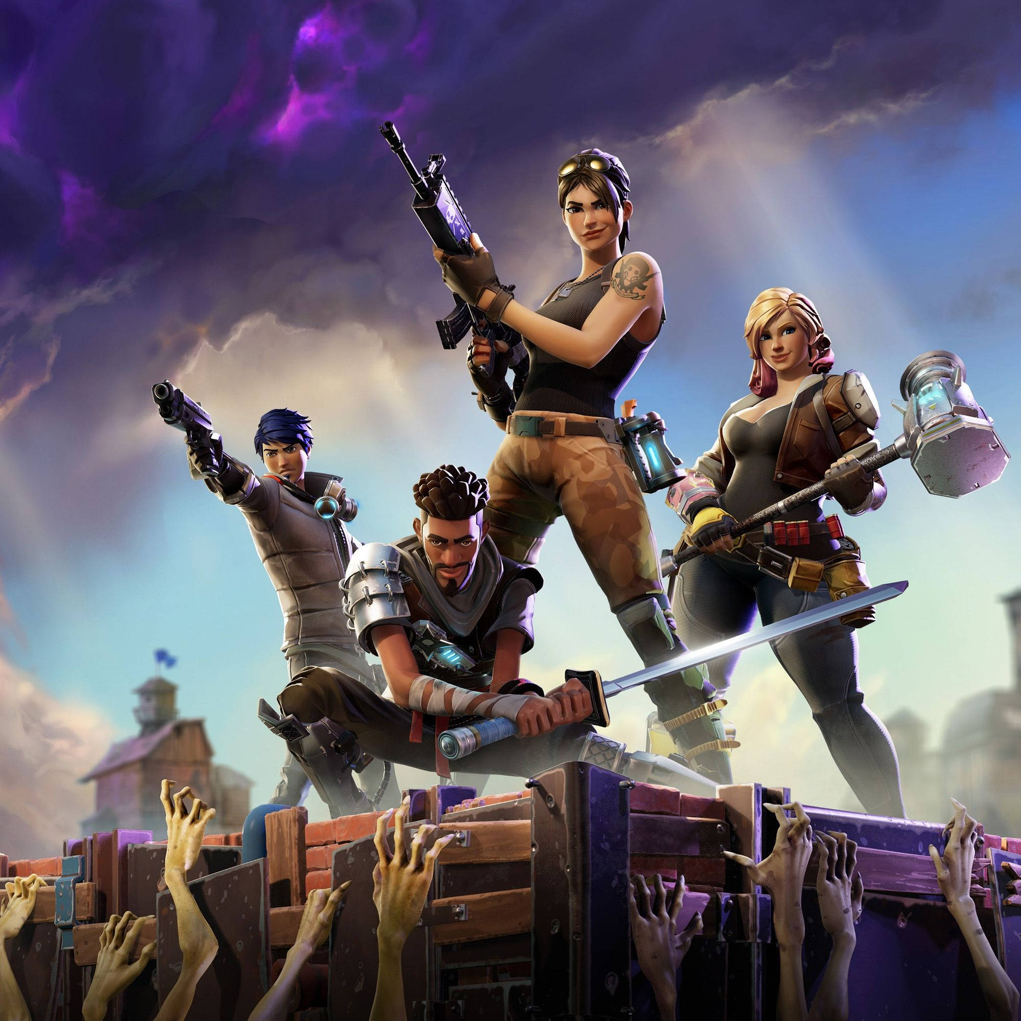 Sumali sa apat na nakaligtas sa mga battleground ng Fortnite! Wallpaper