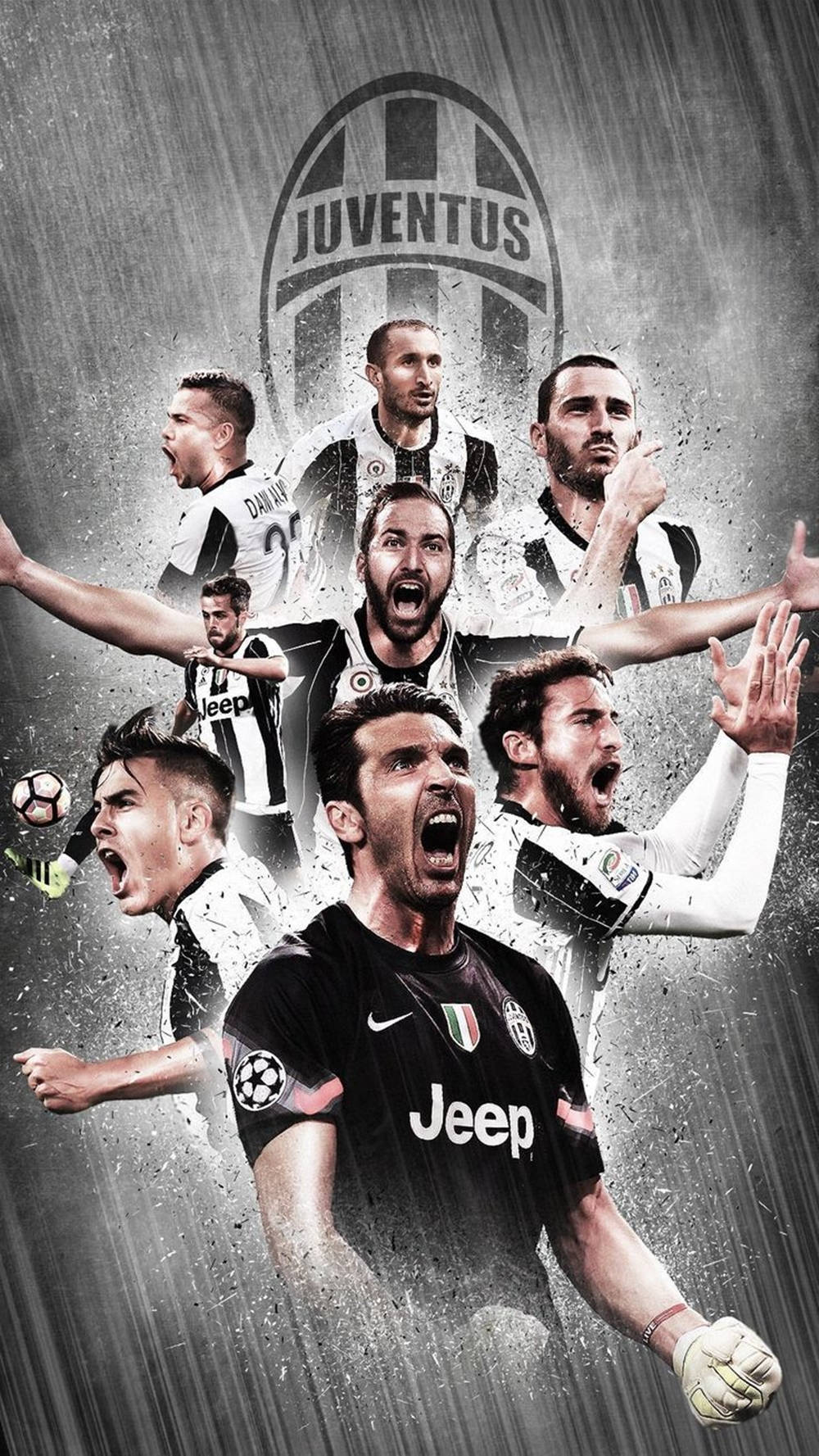 Sumisigaw na mga Manlalaro ng Juventus na Ilustrasyon Wallpaper