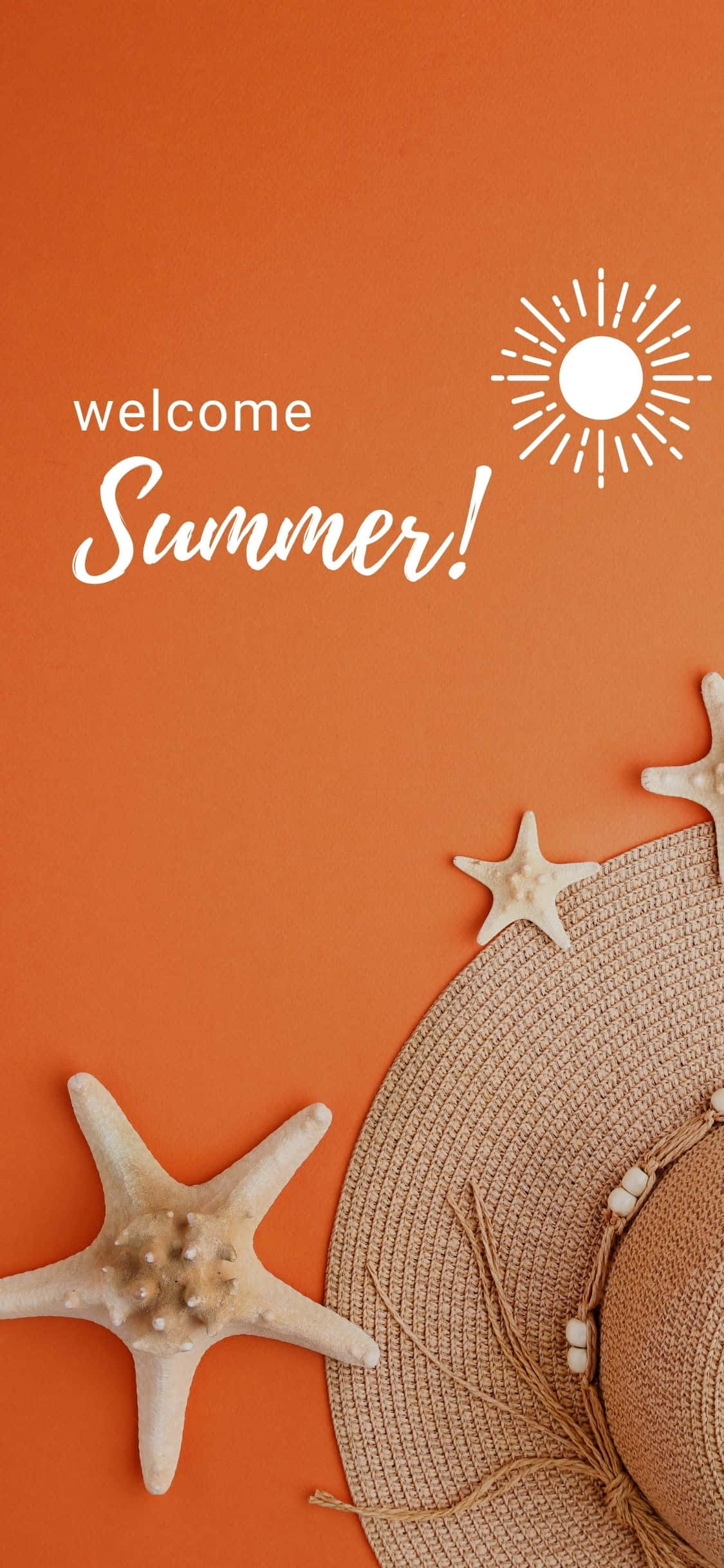 Sun Hat On Orange Table iPhone X Summer Background Wallpaper