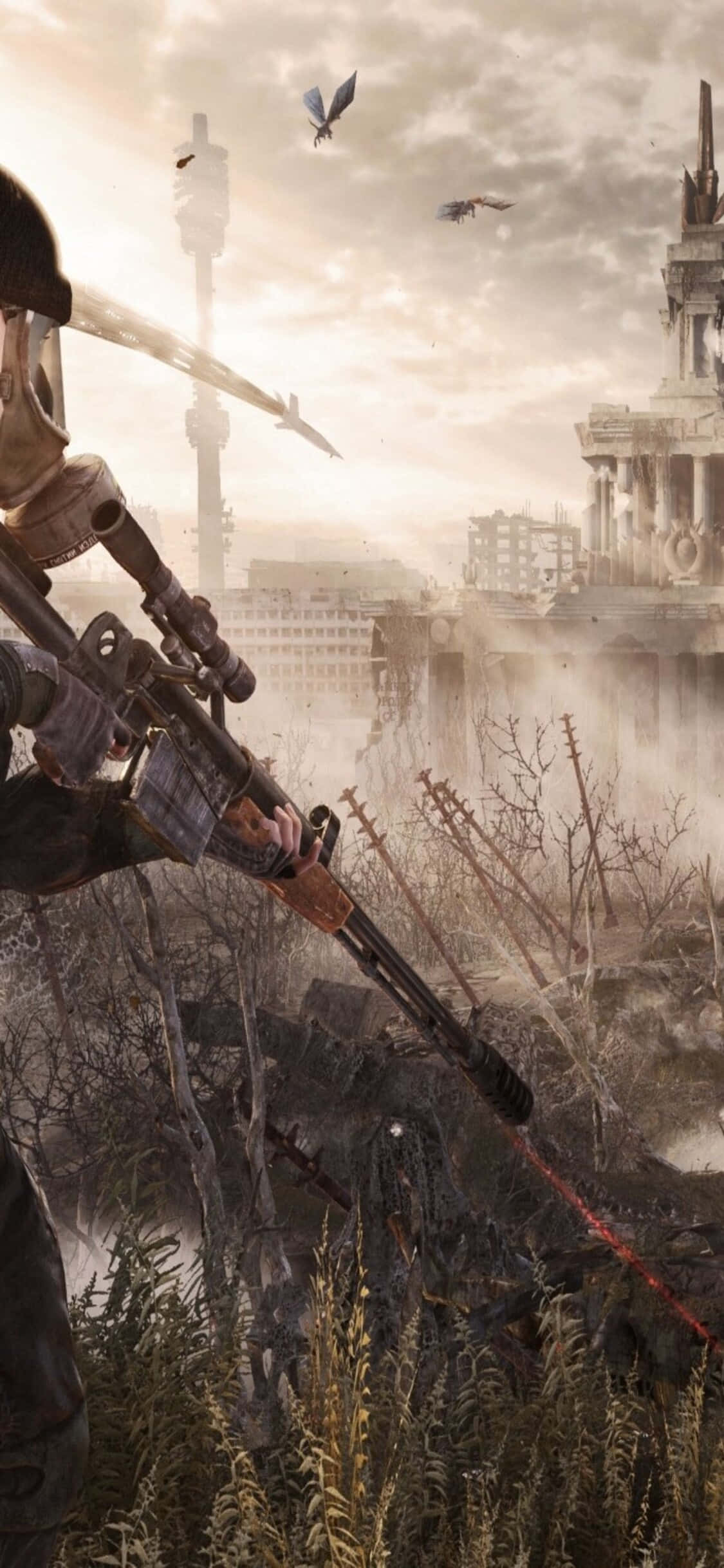 Sundalo na Naglalakad Patungo sa Nayon iPhone X Metro Last Light Background Wallpaper