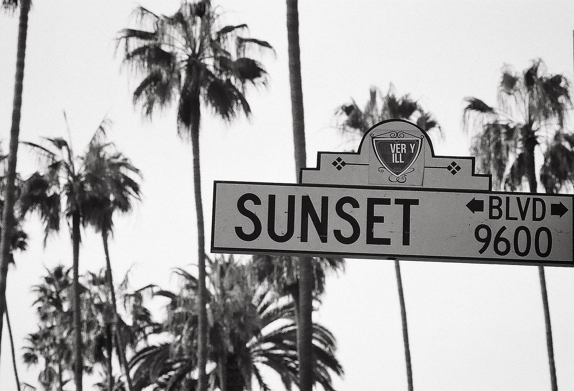 Sunset Boulevard Itim at Puti Wallpaper