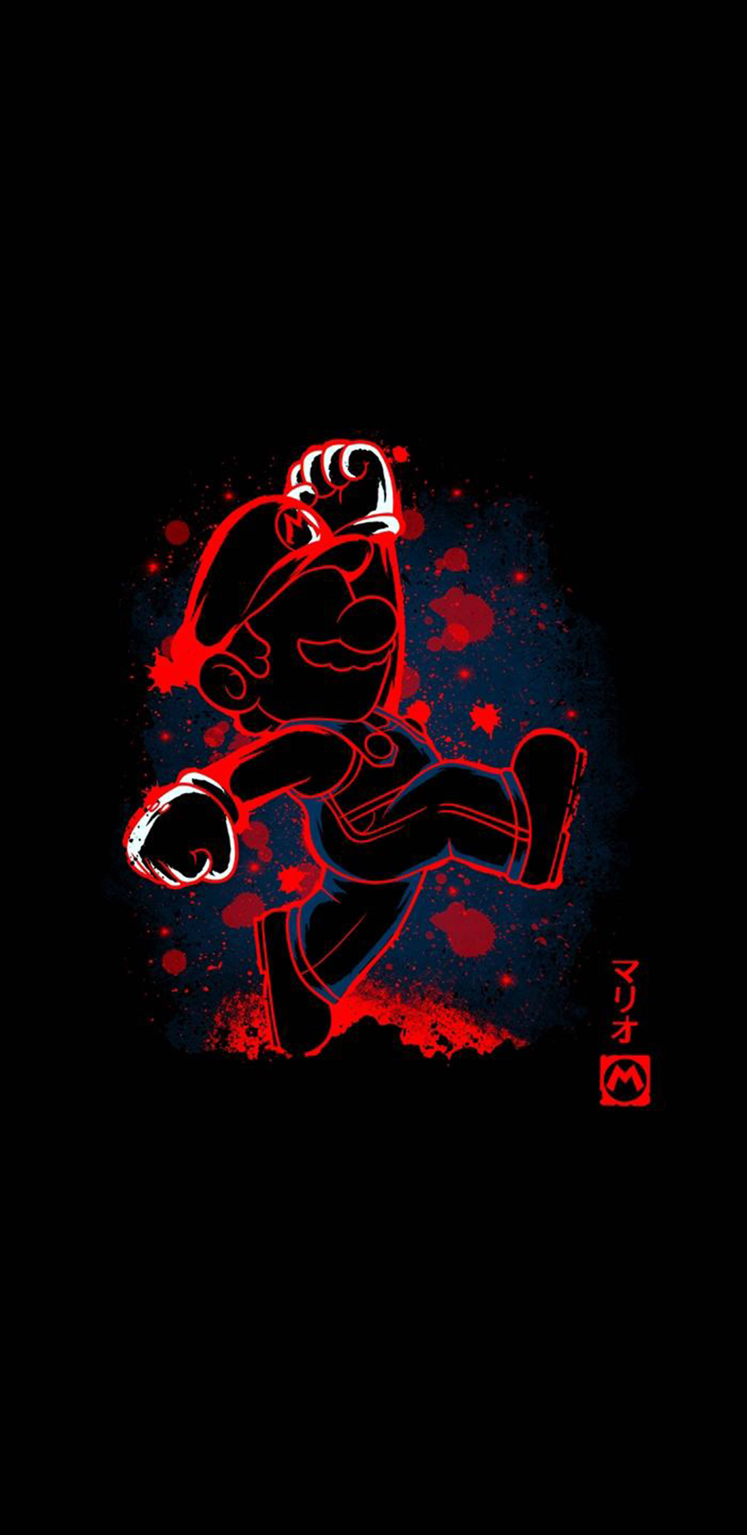 Super Mario na Outline sa AMOLED Wallpaper