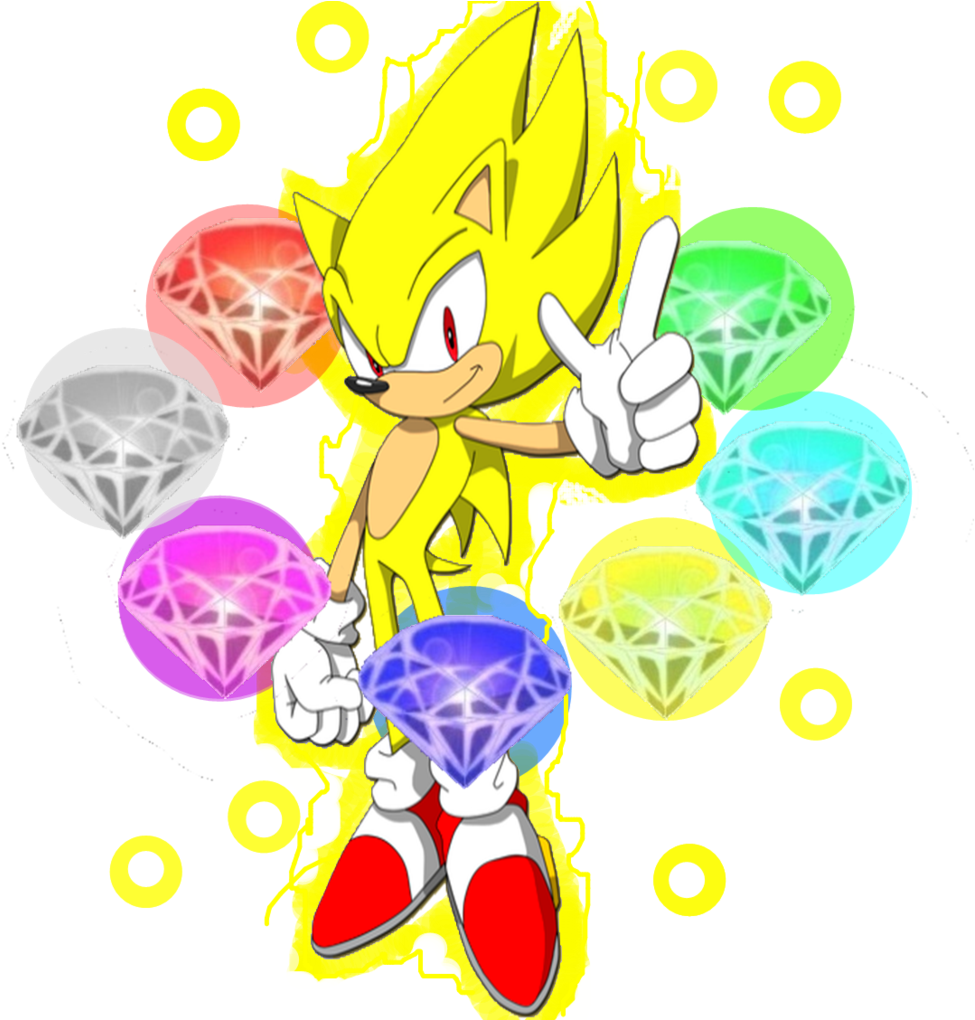 Super Sonic na may Chaos Emeralds Wallpaper