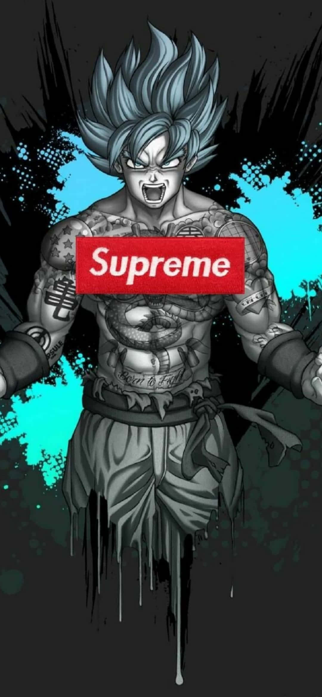Supreme Drip Goku Digital Art Wallpaper