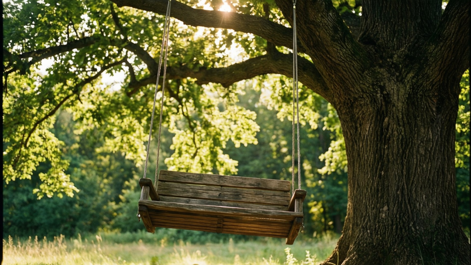 Swing ng Puno sa Sikat ng Araw Wallpaper